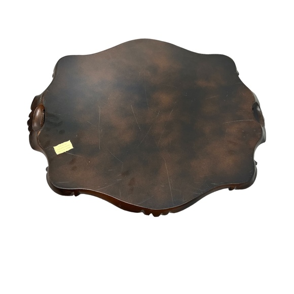 VINTAGE ITALIAN BROWN WOOD HANDLED TRAY WITH ACANTHUS LEAF & SCROLL DECORATION - Picture 8 of 15